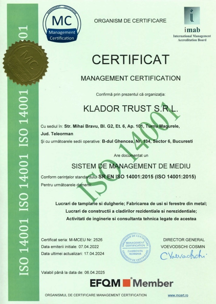 Certificat Management ISO 14001