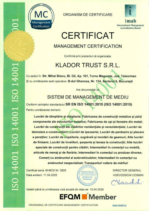 Certificat Management ISO 14001