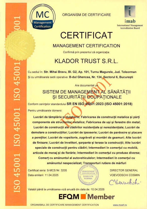 Certificat Management ISO 45001