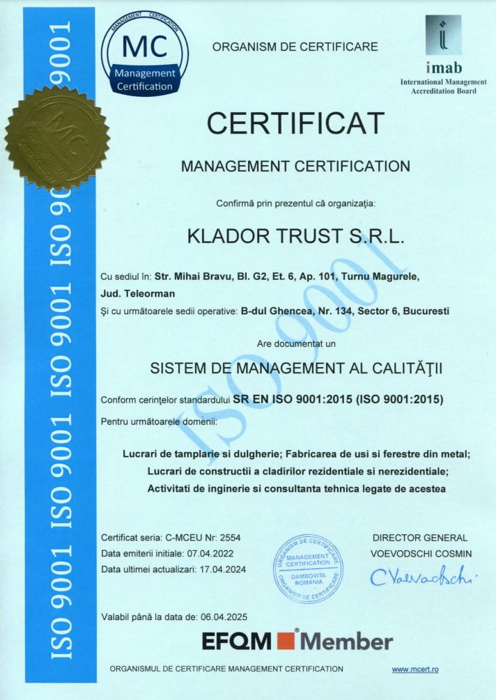 Certificat Management ISO 9001